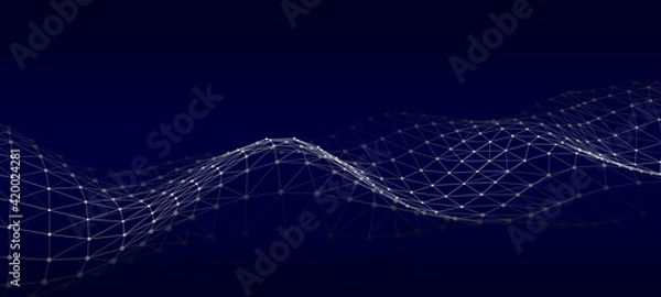 Fototapeta Vector futuristic wave. Digital technology. Big data.