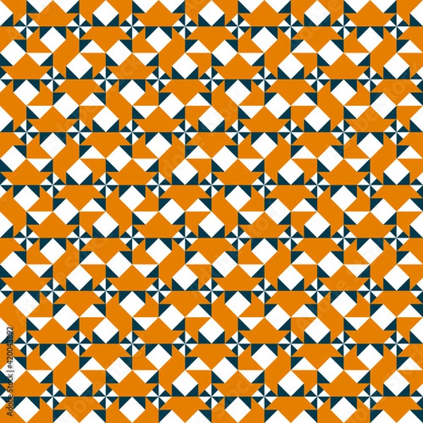 Fototapeta Blue And Orange Pattern. Vector Mill Ornament Pattern.