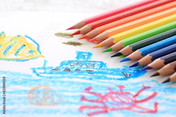 Fototapeta 色鉛筆とお絵かき