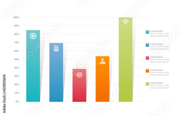 Fototapeta Bar Chart Graph Diagram Statistical Business Infographic Element Template