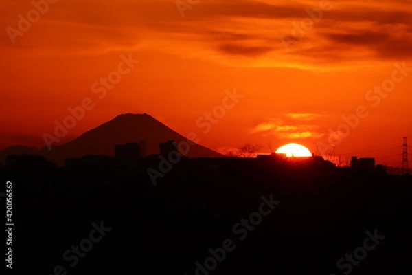 Obraz サンセット富士