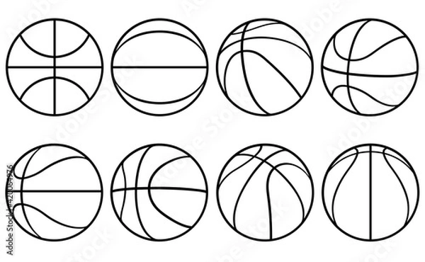 Fototapeta Set of basketball balls isolated on white