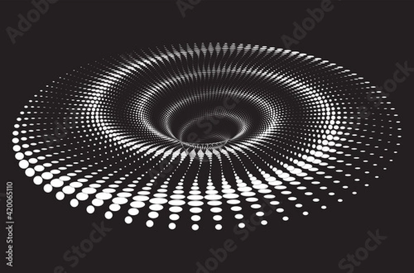 Fototapeta Dotted Halftone Vector Spiral Pattern or Texture with Ellipses