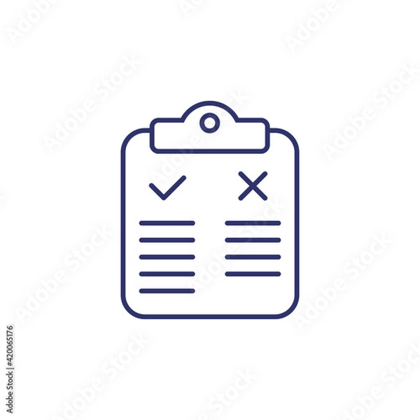 Fototapeta Pros and cons line icon with clipboard