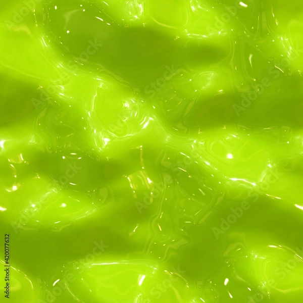 Fototapeta Liquid gel. Wavy surface green cream or plastic. Seamless texture or background.