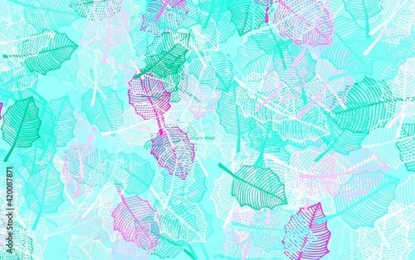Fototapeta Light Green, Red vector abstract background with leaves.