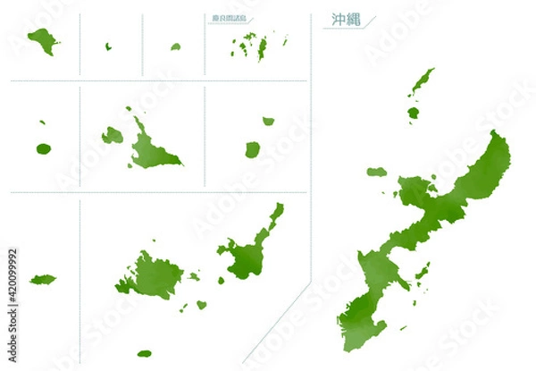 Fototapeta 水彩風の日本地図　沖縄