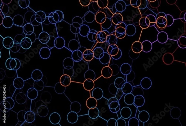 Fototapeta Dark Blue, Red vector pattern with artificial intelligence network.