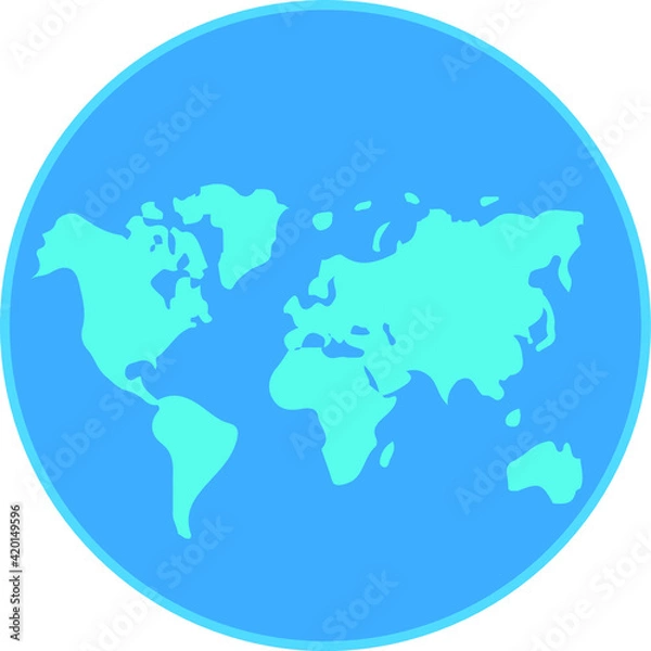 Fototapeta Blue world map icon. Blue globe vector 