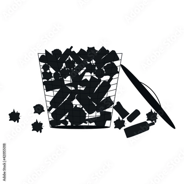 Obraz Trash vector. Garbage and messy garbage bin symbol