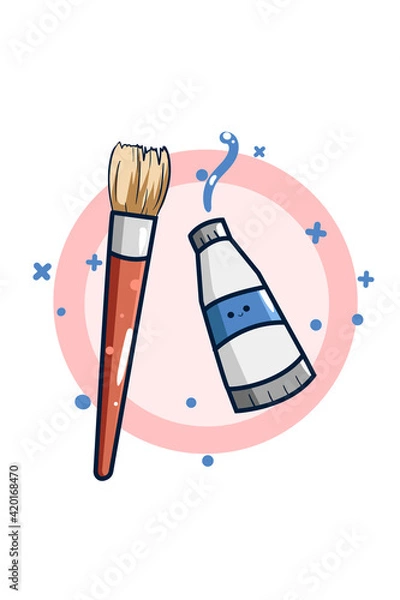Fototapeta Brush and paint brush for drawing vector icon cartoon illustration