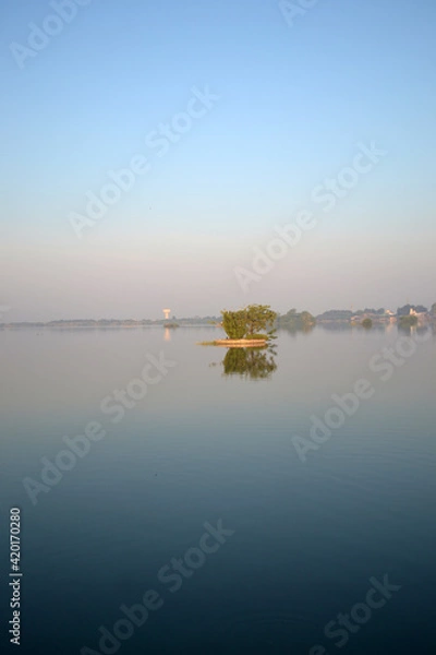 Obraz Dawn Lake with a Tree in the Middle