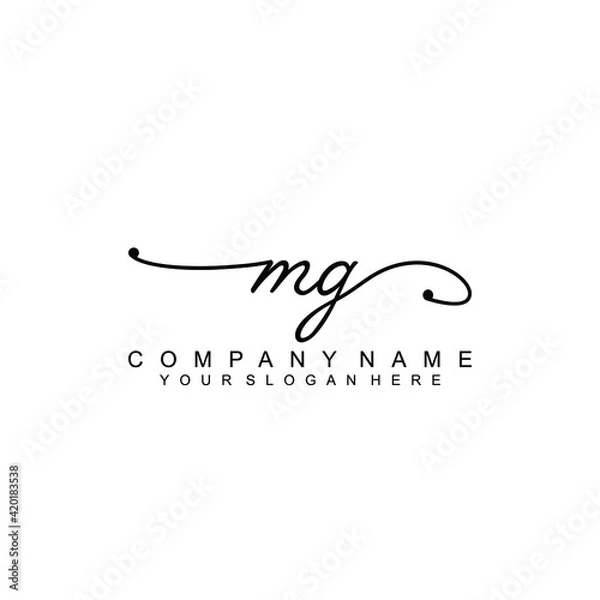 Obraz MG beautiful Initial handwriting logo template