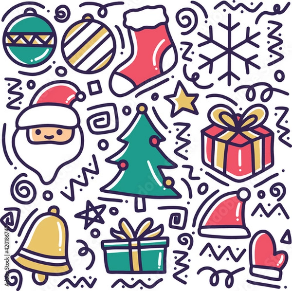 Obraz hand drawn winter collection doodle