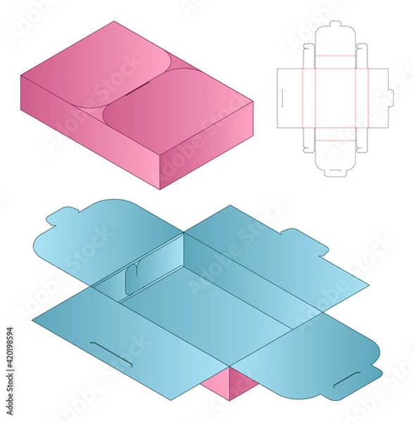 Obraz Box packaging die cut template design. 3d mock-up