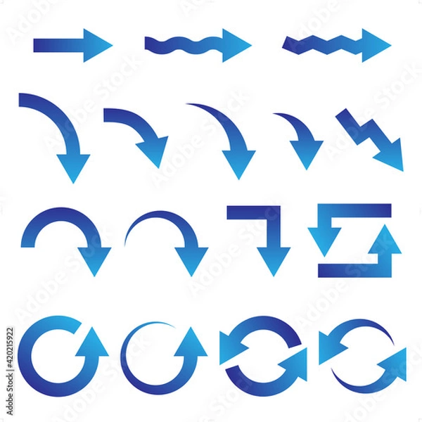 Fototapeta 青い矢印セット　ベクターイラスト