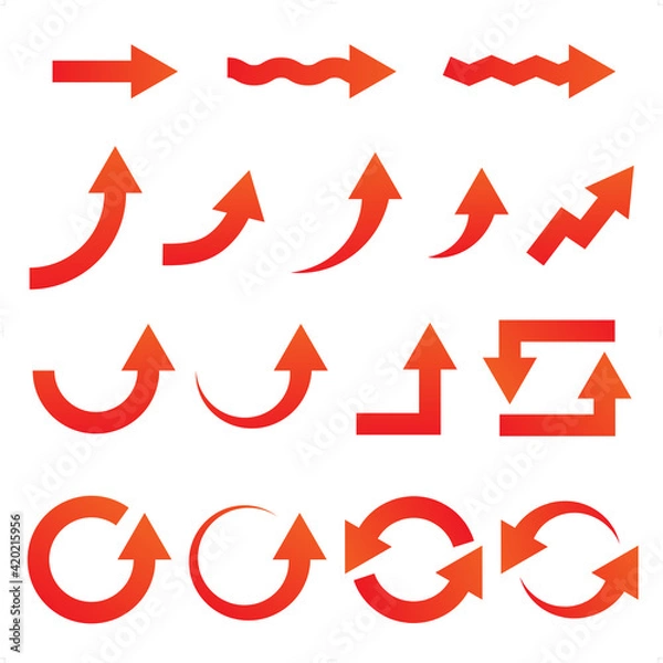 Fototapeta 赤い矢印セット　ベクターイラスト