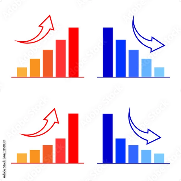 Fototapeta アップとダウンの棒グラフ　ベクターイラスト