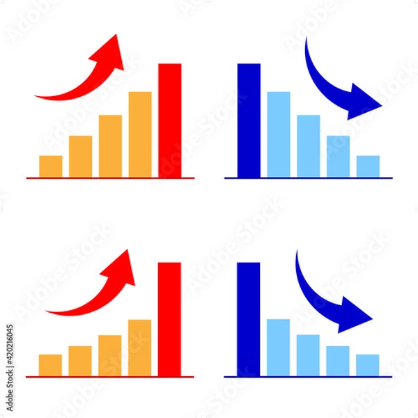 Fototapeta アップとダウンの棒グラフ　ベクターイラスト