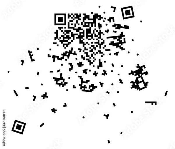 Obraz vector broken qr code on white background