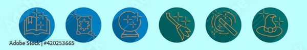 Fototapeta set of hogwarts cartoon icon design template with various models. vector illustration isolated on blue background
