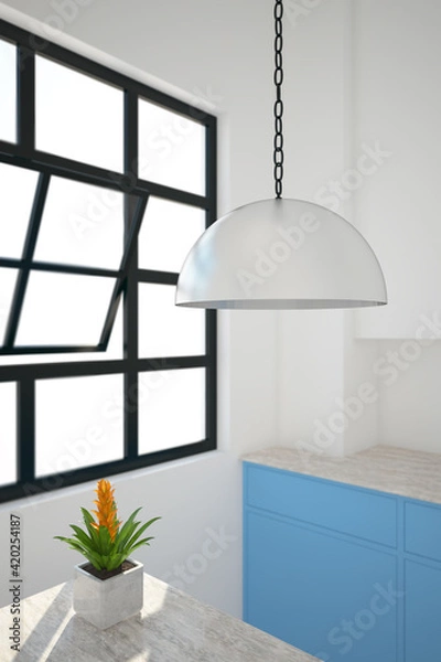 Obraz Empty kitchen interior background, selective focus, 3d illustration.