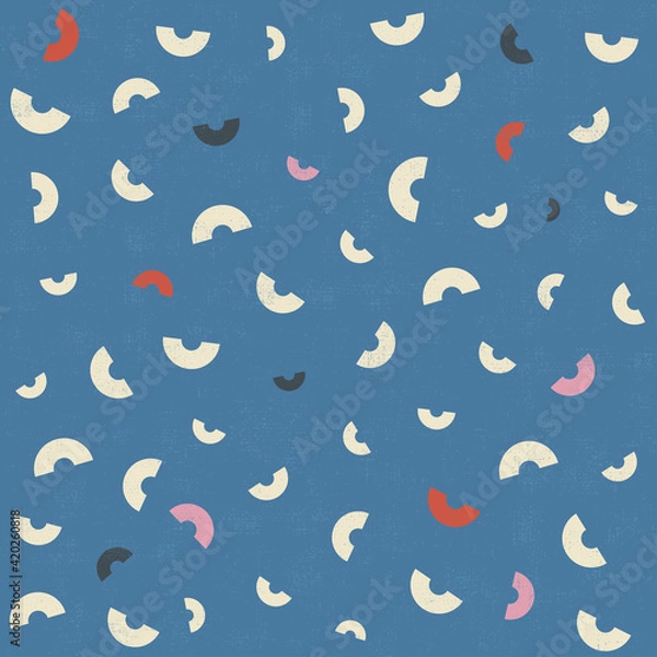 Obraz Memphis design pattern semi-circle shapes on blue background