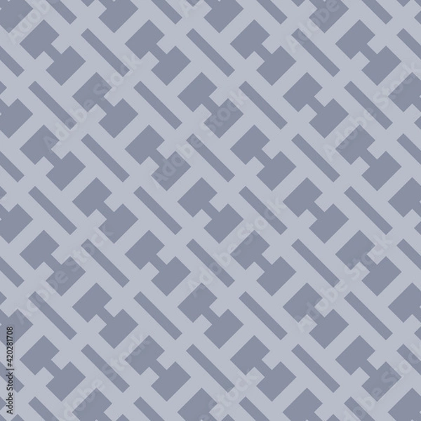 Fototapeta Vector geometric seamless pattern. Subtle abstract texture with diagonal grid, net, grill, lattice, lines, square shapes. Modern background in soft blue color. Simple ornament. Repeat geo design
