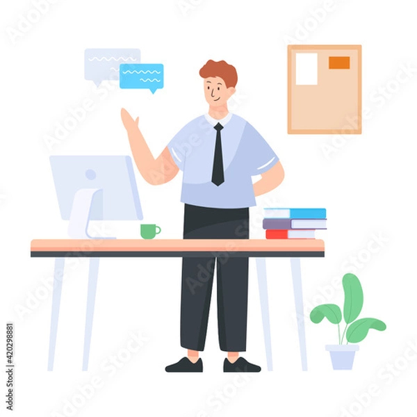 Obraz 
A businessman avatar  in flat vector download

