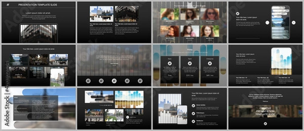 Fototapeta Vector templates for website design, presentations, portfolio. Templates for presentation slides, flyer, leaflet, brochure, report. Background template with lines, photo place for business design.
