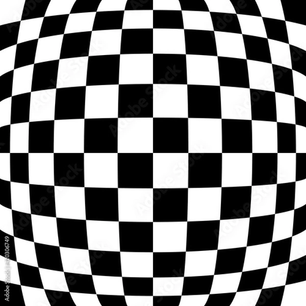 Fototapeta Chessboard Sphere Vector. Abstract Black White Squares Pattern.