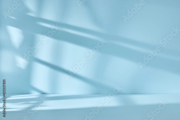 Obraz Abstract blue background with drop shadow and light. Backdrop for product presentation