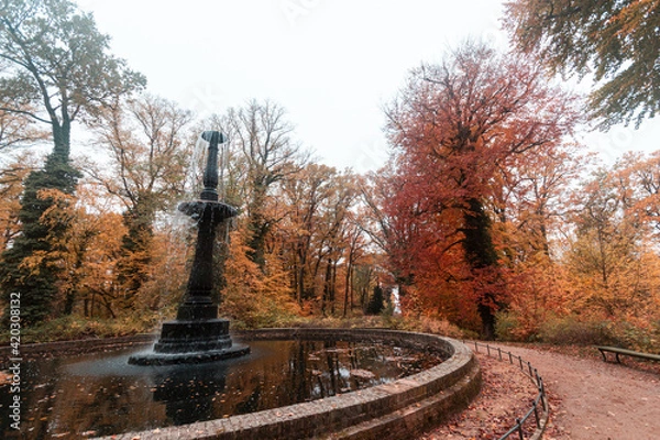 Fototapeta Autumn fountain in the park