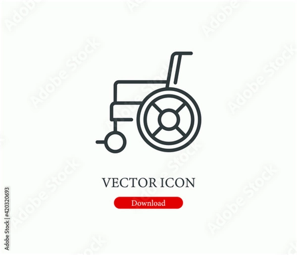 Fototapeta Wheelchair vector icon. Editable stroke. Symbol in Line Art Style for Design, Presentation, Website or Apps Elements. Pixel vector graphics - Vector