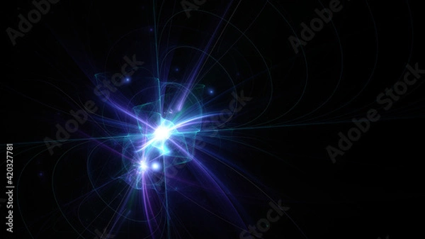 Fototapeta Abstract background, smooth multicolored lines on a black background.