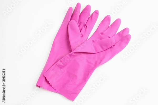 Fototapeta Rubber gloves for protecting hands during technical work on a white background