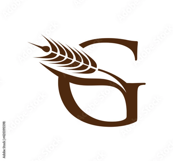 Obraz Wheat Grain Initial Logo Letter G
