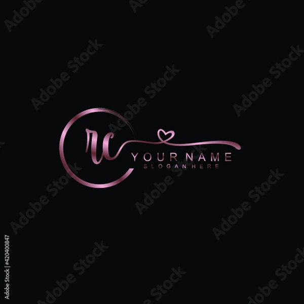 Obraz RC beautiful Initial handwriting logo template