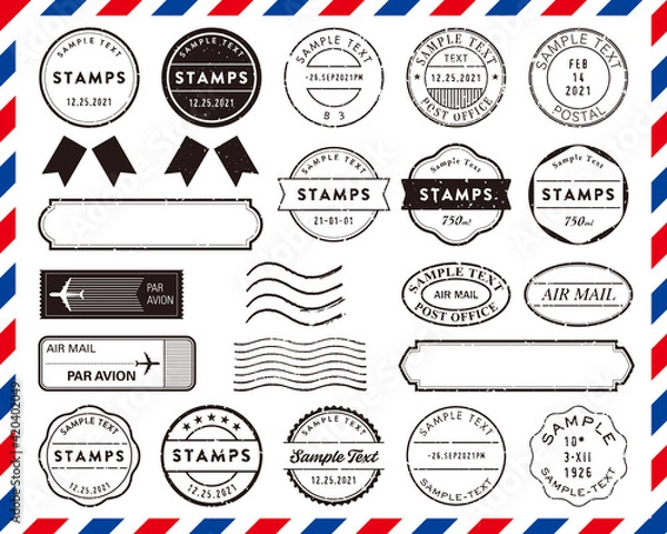 Fototapeta レトロな消印・スタンプ・フレームのセット　文字あり