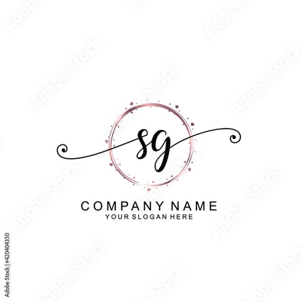 Obraz SG beautiful Initial handwriting logo template