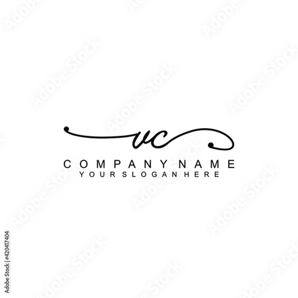 Obraz VC beautiful Initial handwriting logo template