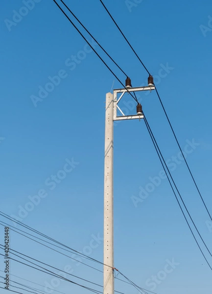 Obraz power lines on a pole