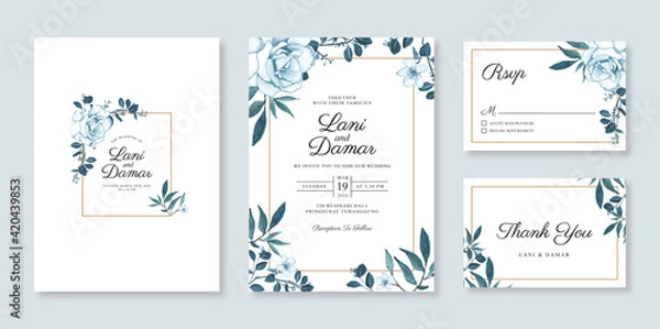 Obraz Wedding card invitations set with watercolor floral