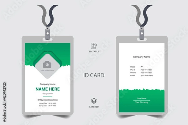 Fototapeta Office identity card and personal security badge, press event pass template