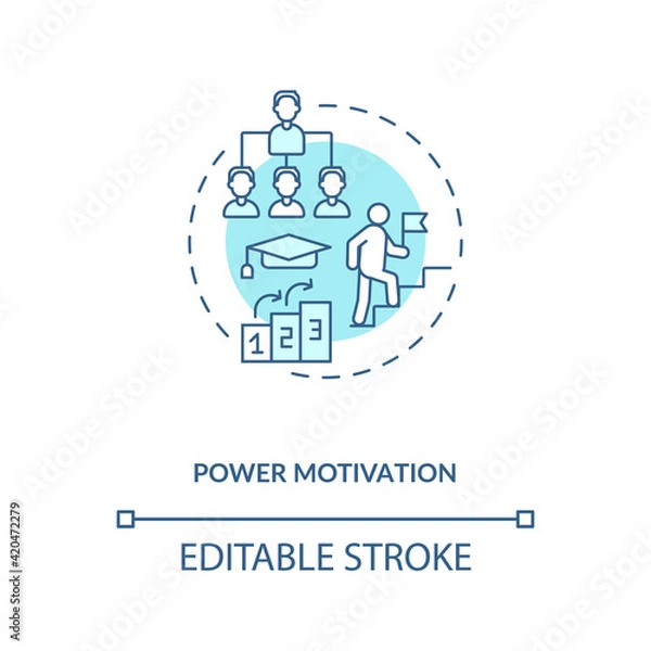 Fototapeta Power motivation concept icon. Motivating for control destiny idea thin line illustration. Leading projects. Leadership and mentorship. Vector isolated outline RGB color drawing. Editable stroke