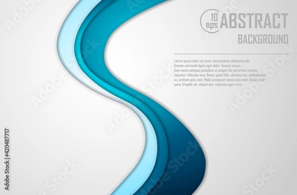 Fototapeta Abstract background in blue color. Blue curve vector background with white spaces for design