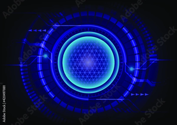 Fototapeta Digital circuit technology future, system data connection interface computer on dark blue background