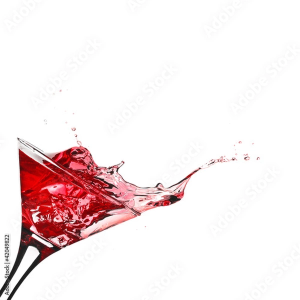 Fototapeta Red cocktail with splash isolated on white