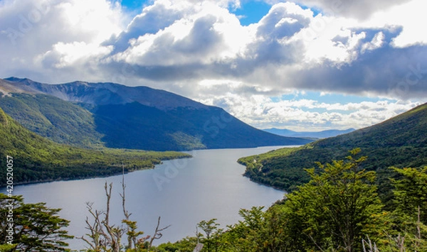 Obraz river and mountains