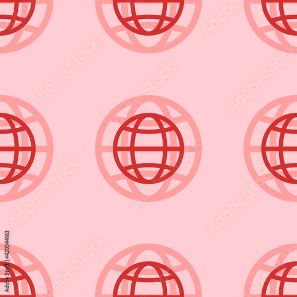 Fototapeta Seamless pattern of large isolated red web symbols. The elements are evenly spaced. Vector illustration on light red background